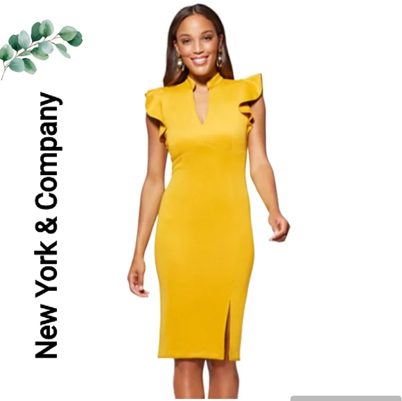 New York & Company | Dresses | New York Company Ruffle Sleeve Dress |  Poshmark